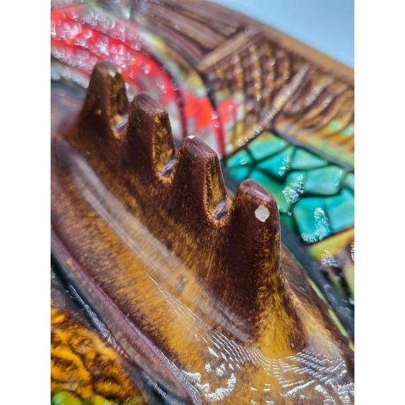 Vintage California Pottery MCM Ashtray 10" Abstract Geometric Leaf Ceramic Dish - Picture 6 of 11